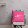 Maeve Fancy M Modern Calligraphy Pink Background Off White Text Custom Premium Pillow